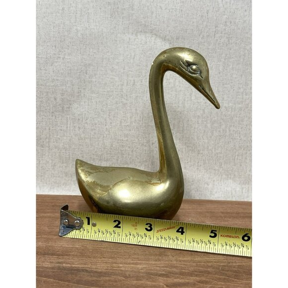 Vintage Mid Century Brass Swan Figurine 6" - Picture 3 of 7